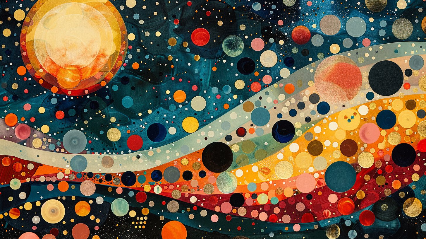 cover art — golden sun and dots